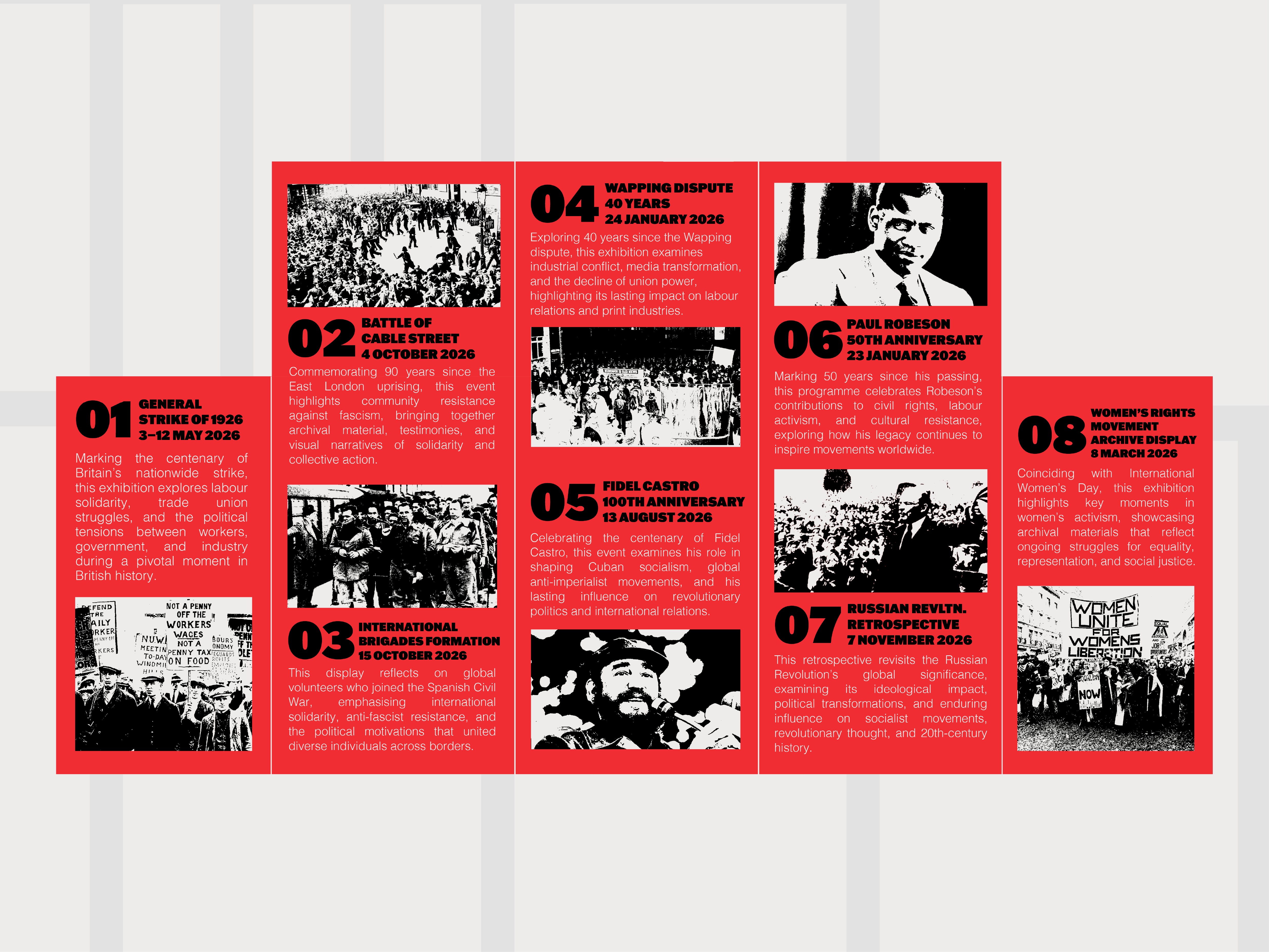 MML brochure unfolded interior showing all eight events